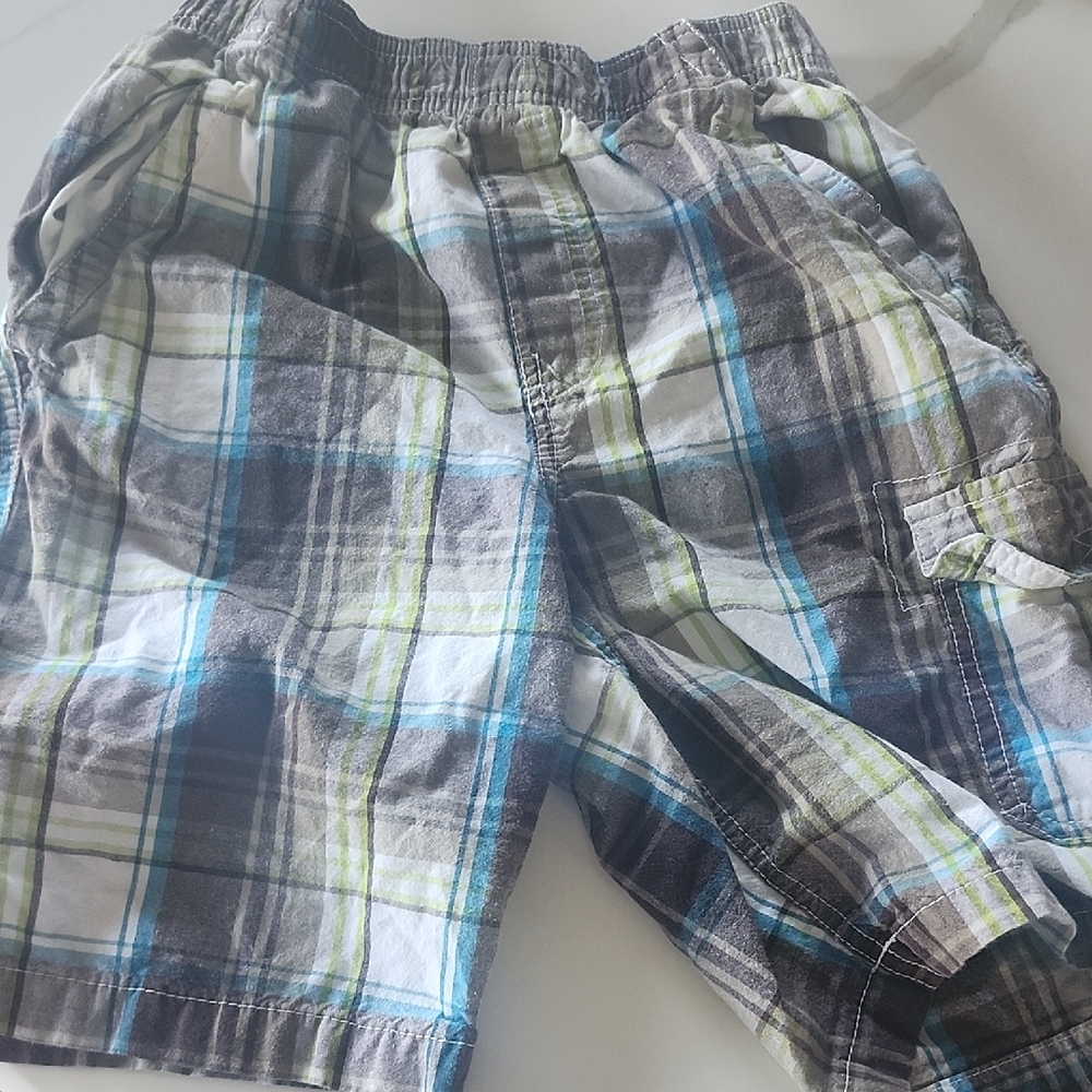 Basic Editions Plaid Kids Shorts - Blue, Green, White